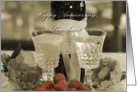 Happy Anniversary Sweetheart, wine glasses, strawberries, wine card