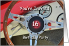 You’re Invited, 16 Birthday Party, red car’s steering wheel card