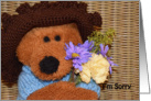 I’m Sorry, Brown bear with flowers card