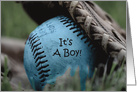 New Baby Boy for New Parents, Blue Softball Glove in Grass card