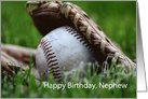 Happy Birthday, Nephew, softball in glove card