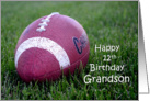 Happy 12th Birthday Grandson, football in grass card