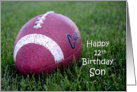 Happy 12th Birthday Son, football in grass card