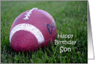 Happy Birthday Son, football in grass card