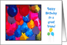 Happy Birthday to a great friend, collection of balloons photo card
