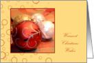 Warmest Christmas Wishes, red Christmas ornament card