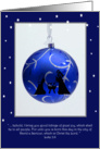 First Christmas Navitity, blue ornament with verse and navitivy card