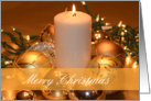 Merry Christmas Lights, candle, ornaments and lights card