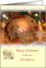 Merry Christmas New Grandparents, copper ornament, lights, snowflakes card