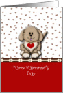 Doggy Valentine Wish, doggy, brown hearts, red background card