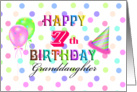 Happy 7th Birthday Granddaughter, confetti, balloons, party hat card