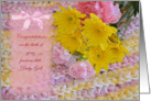 Congratulations on your Baby Girl, flowers and crochet card