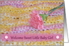 Welcome Baby Girl, flower and crochet card