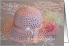 Happy Easter Hat Granddaughter, Easter hat, crochet, and flowers card
