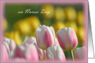 Nurses Day Tulips, pink and white tulips card
