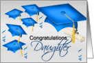 Congratulations Daughter, grad hats, streamers, degree card