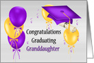 Graduation For Granddaughter With Graduation Cap and Balloons card