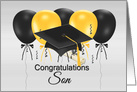 Congratulations For Son’s Graduation, Grad Caps, Streamers, Degree card