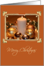 Gold Bulbs and Candle Christmas, Gold bulbs, candle, lights card