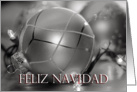 Feliz Navidad Silver Ornament, Spanish card