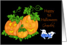 Happy 1st Halloween Grandson, pumpkins, ghosts card