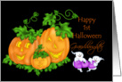 Happy 1st Halloween Granddaughter, pumpkins, ghosts card