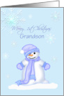 Grandson Happy 1st Christmas snowman snowflakes card