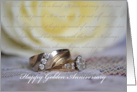 Happy Golden Anniversary, gold wedding rings, verse, rose card