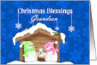 Grandson Christmas Blessings Snow Family Nativity card