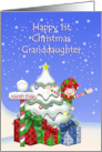 Granddaughter Happy 1st Christmas Elf w/Christmas tree at North Pole card