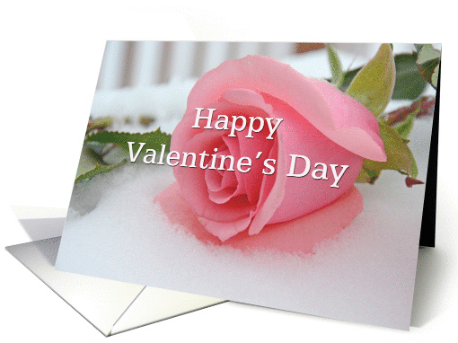 Happy Valentine's Day, pink rose and red hearts card (1042773)