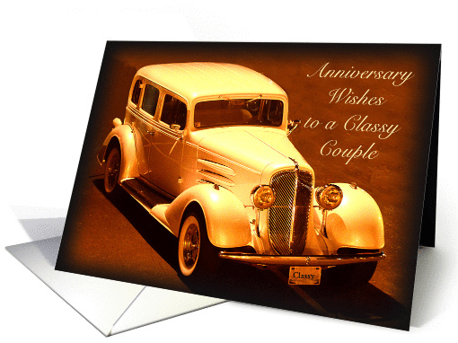 Anniversary Wishes to a Classy Couple, Classic Auto card (1142936)