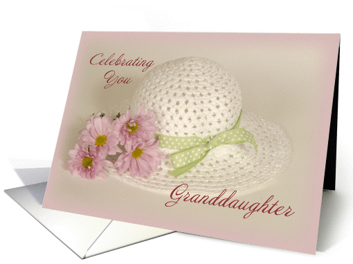 Granddaughter Birthday, Hat with Flowers card (1145446)