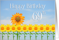 Happy 69th Birthday, Sunflowers and sky card