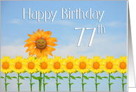 Happy 77th Birthday, Sunflowers and sky card