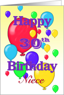 Happy 30th Birthday Niece, Balloons card