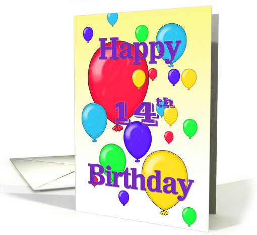 Happy 14th Birthday, balloons card (1158900)