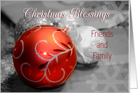 Christmas Blessings, red ornament card