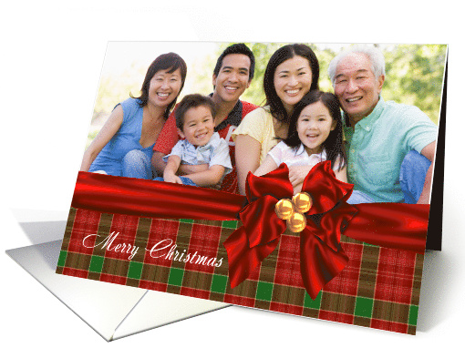 Merry Christmas Bow, Plaid Photo card (1195480)