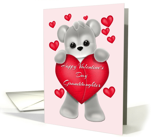 Granddaughter Valentine Teddy and Red Hearts card (1210106)