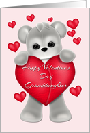 Granddaughter Valentine Teddy and Red Hearts card