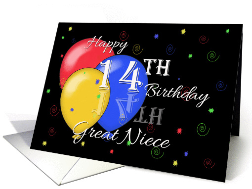 14th Birthday Great Niece, Balloons card (1219436)
