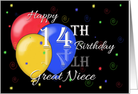 14th Birthday Great Niece, Balloons card