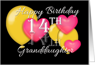 14th Birthday Granddaughter, Balloons and hearts card