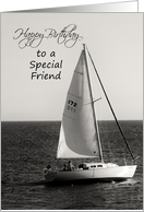 Special Friend Birthday, BW Sailboat card