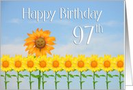 Happy 97th Birthday, Sunflowers and sky card