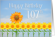 Happy 107th Birthday, Sunflowers and sky card