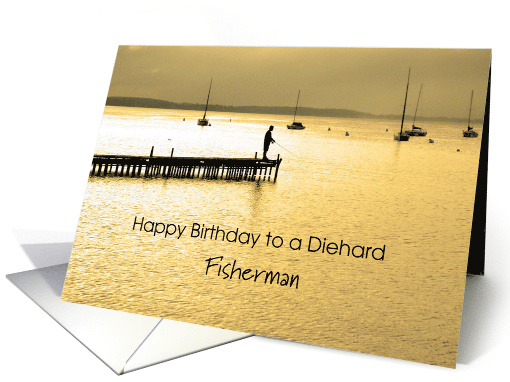Fisherman Birthday Wishes, Sunset Silhouette card (1232926)
