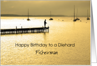 Fisherman Birthday Wishes, Sunset Silhouette card