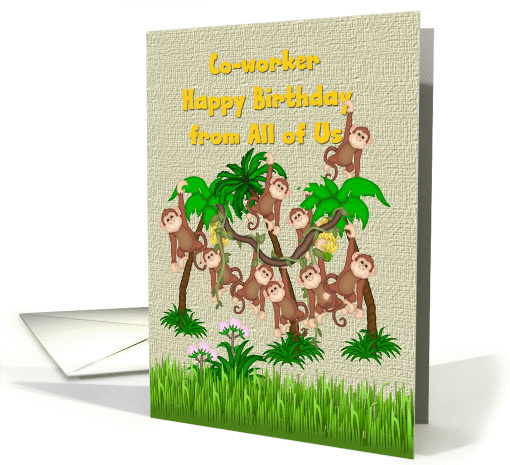 Happy Birthday Co-worker, Monkeys card (1233110)
